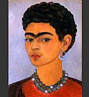 Frida Kahlo Canvas Paintings - Self Portrait with Curly Hair